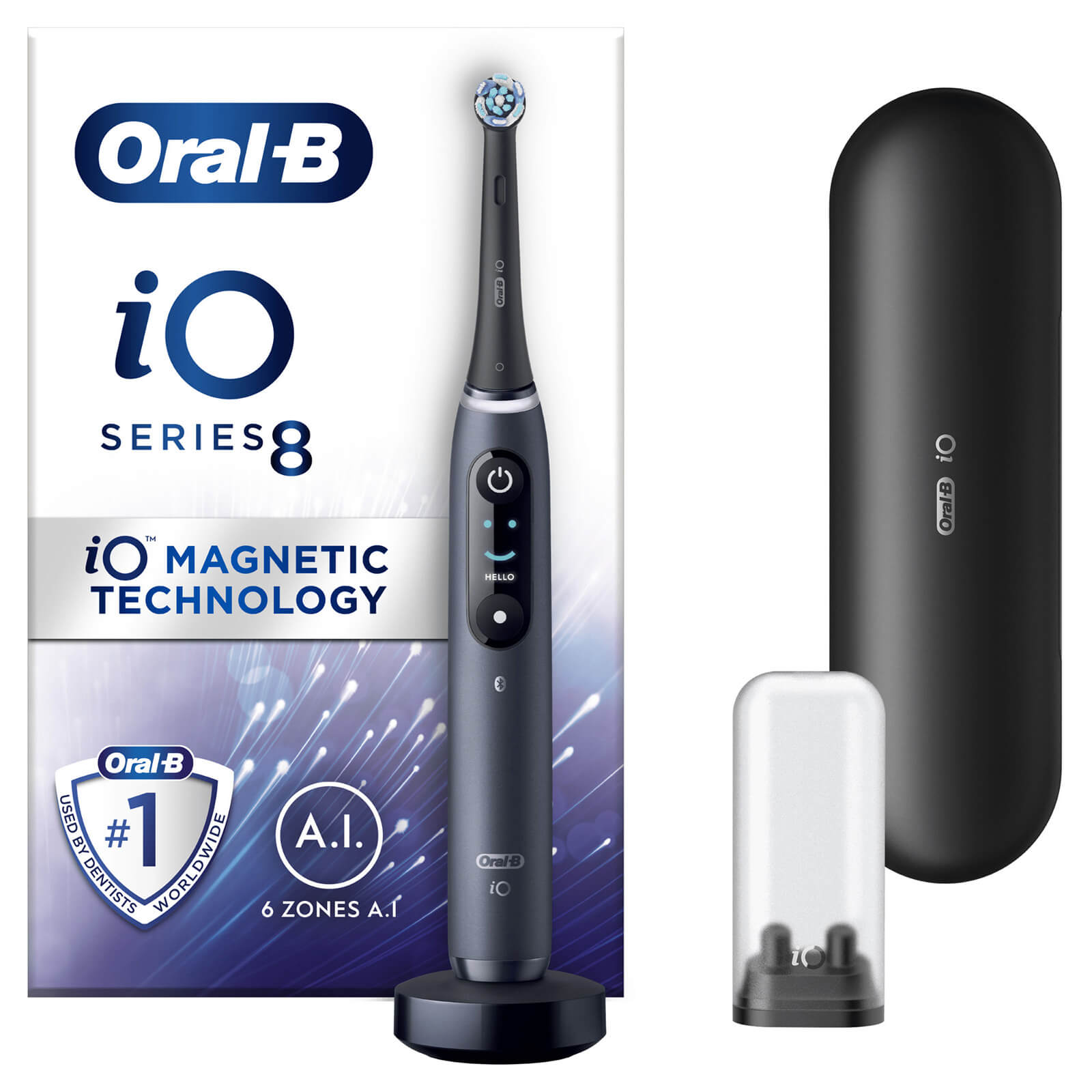 Oral B iO8 Black Electric Toothbrush with Travel Case - Toothbrush