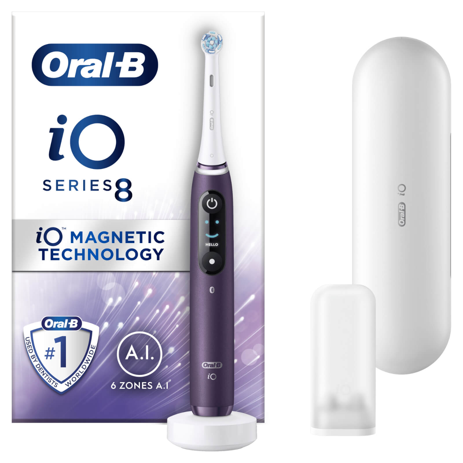 Oral B iO8 Violet Electric Toothbrush with Travel Case - Toothbrush