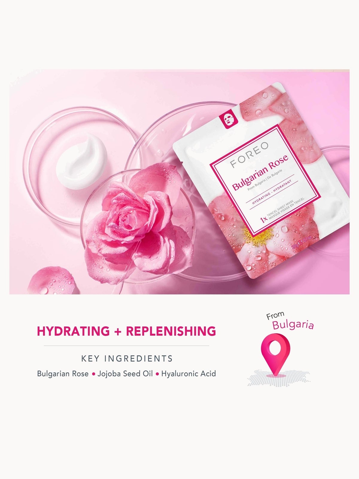 FOREO Bulgarian Rose Moisture-Boosting Sheet Face Mask (3 Pack) 3