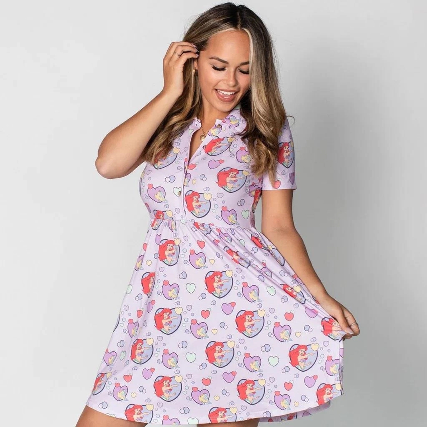 Cakeworthy The Little Mermaid Bubbles Button Up Dress - XXL