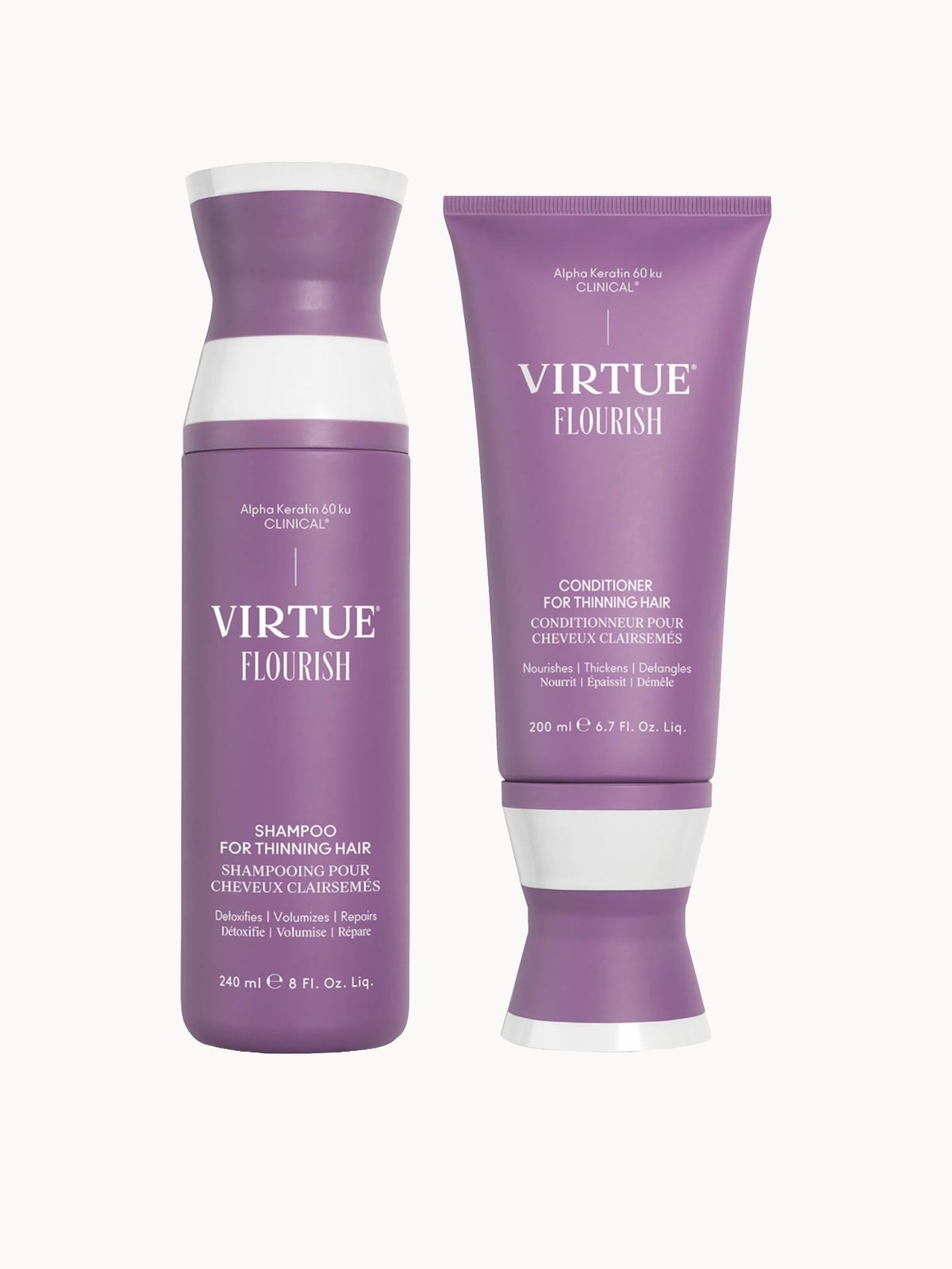 VIRTUE Flourish Shampoo and Conditioner for Thinning Hair Bundle