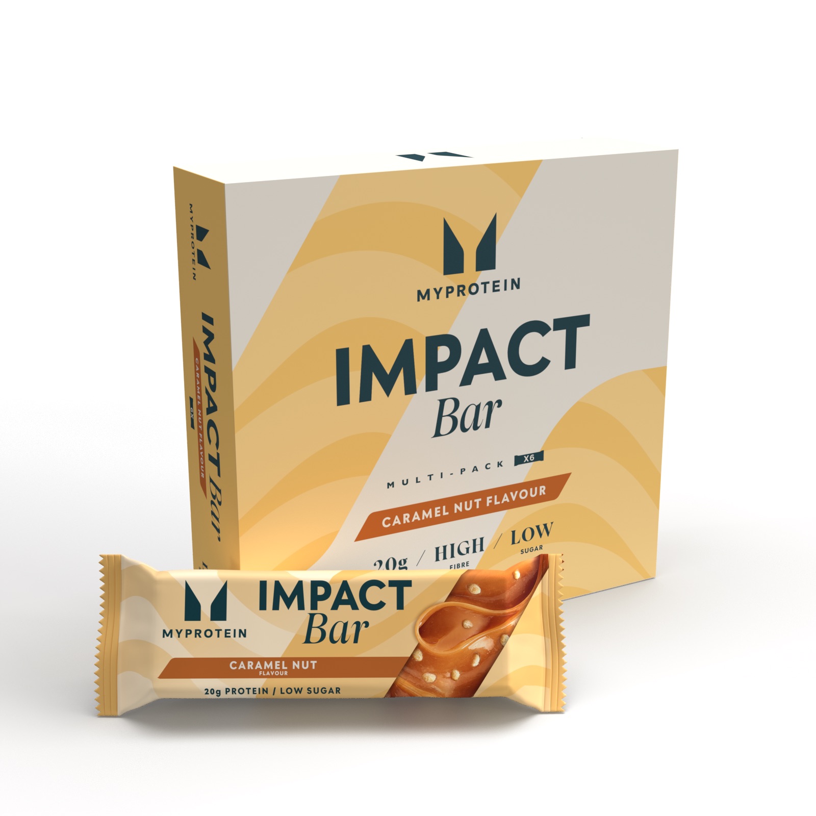 Image of Impact protein bar - 6 x 64g - Caramello e noci