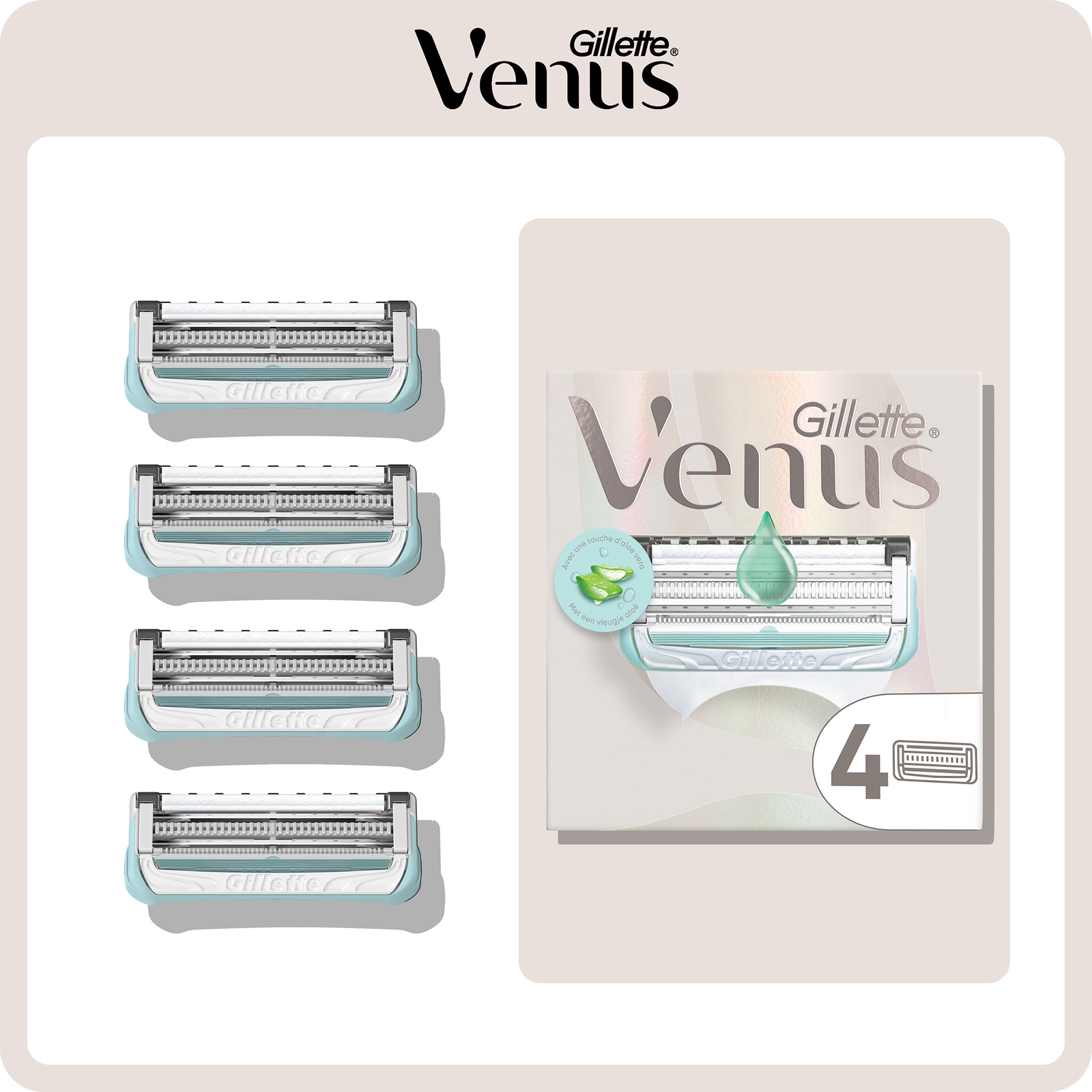 Venus Satin Care Razor Blades for Pubic Hair and Skin - 4 Pack