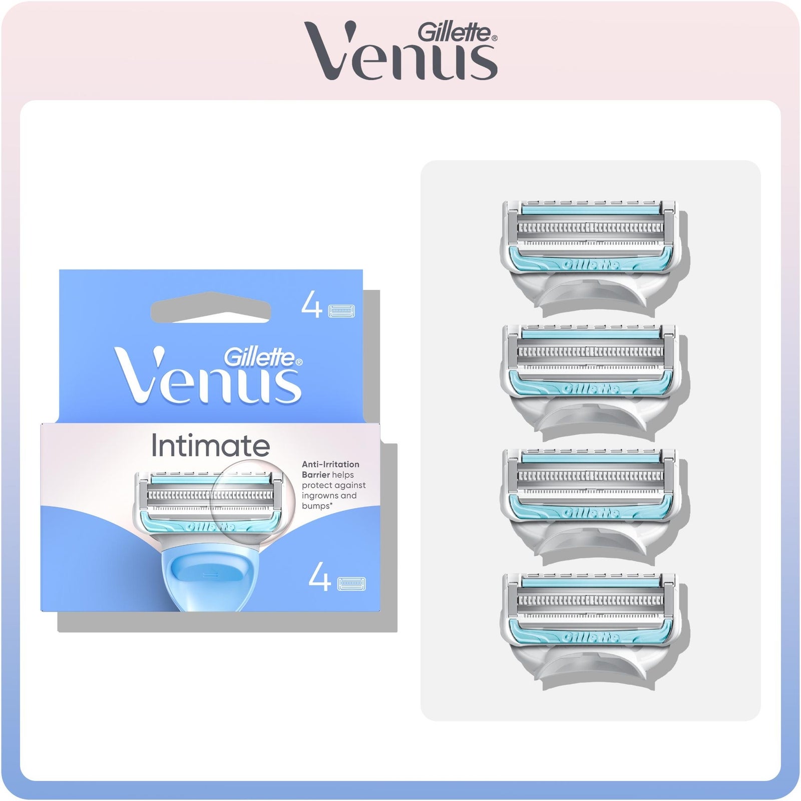 Gillette Venus Razor Blades for Pubic Hair and Skin - 4 Pack