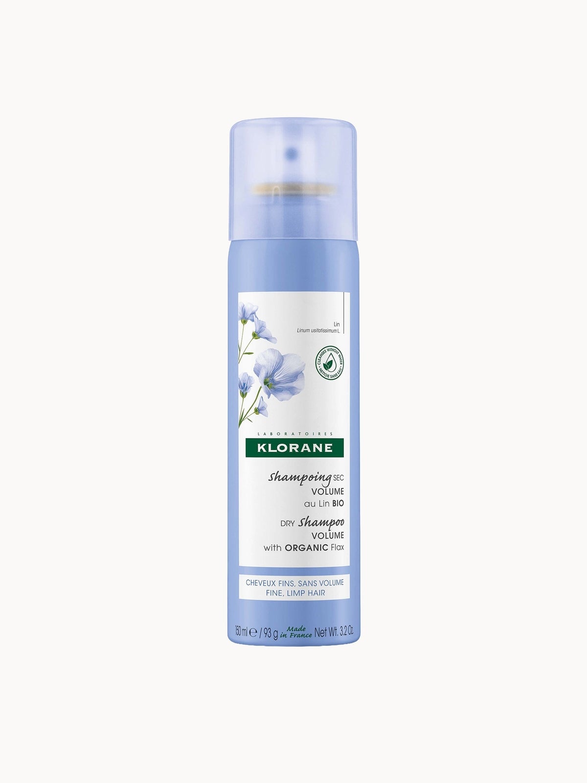 KLORANE Volumising Dry Shampoo with Organic Flax Fibre for Fine, Limp Hair 150ml