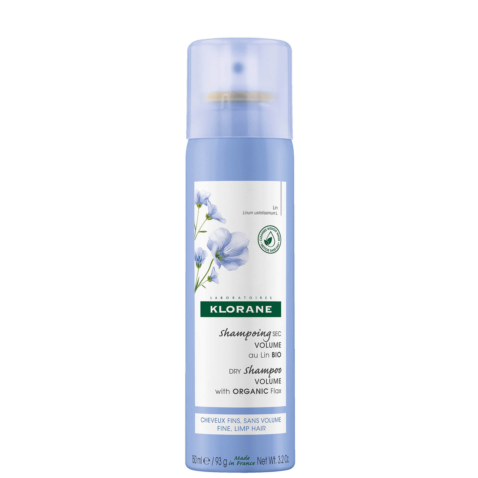Klorane Volumising Dry Shampoo with Organic Flax Fibre for Fine, Limp Hair 150ml