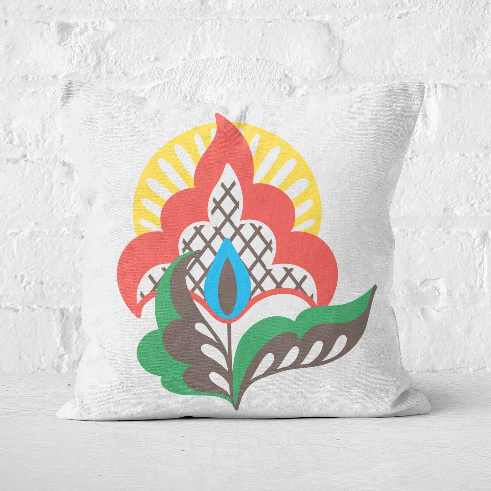 Plain Flower Square Cushion - 40x40cm - Soft Touch