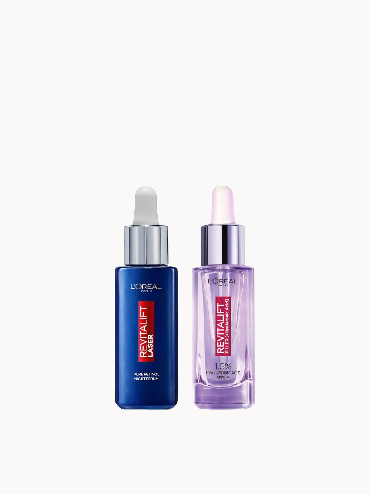 L'Oréal Paris Hyaluronic Acid Serum and Revitalift Laser Retinol Serum Bundle