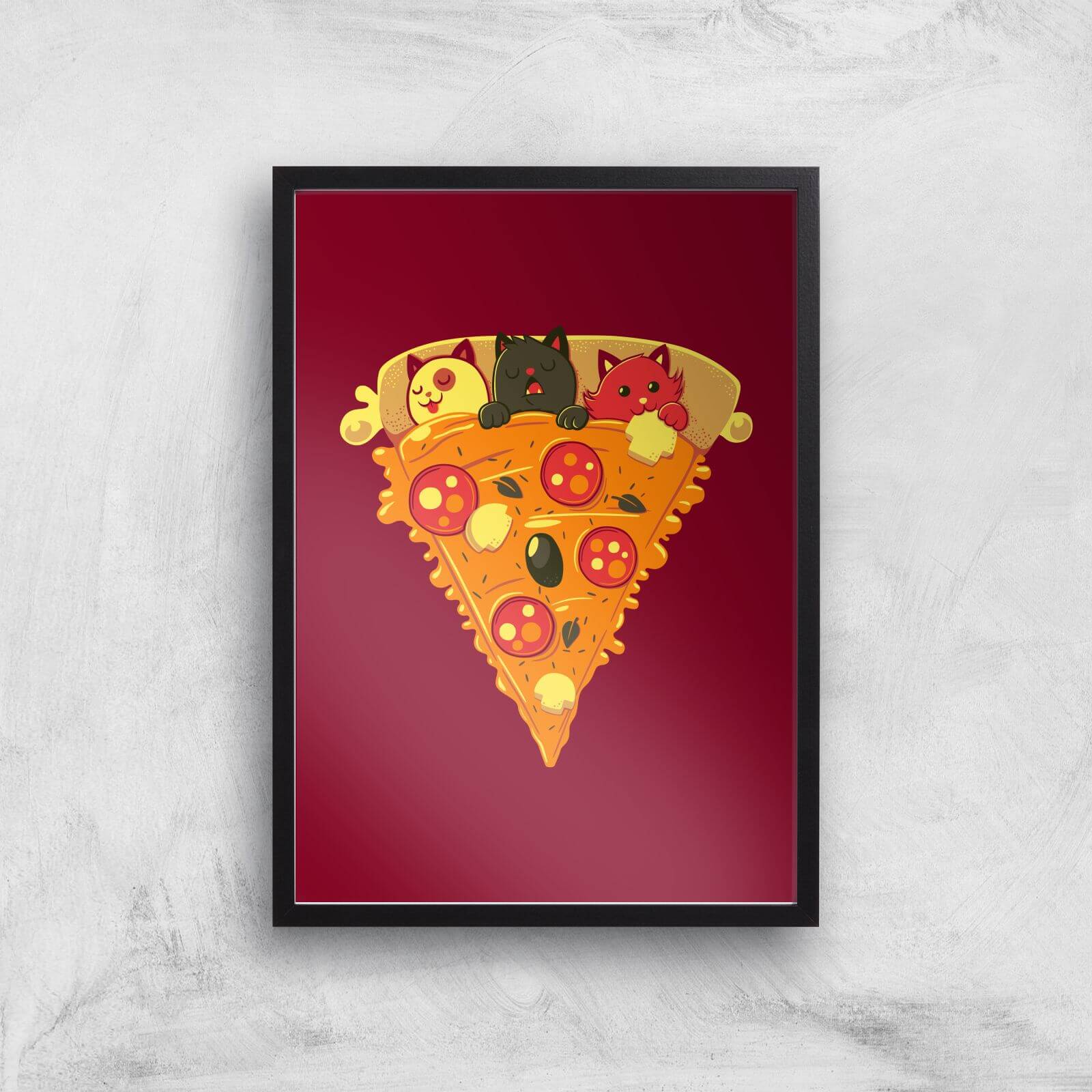 Pizza Cat Giclee Art Print - A3 - Black Frame
