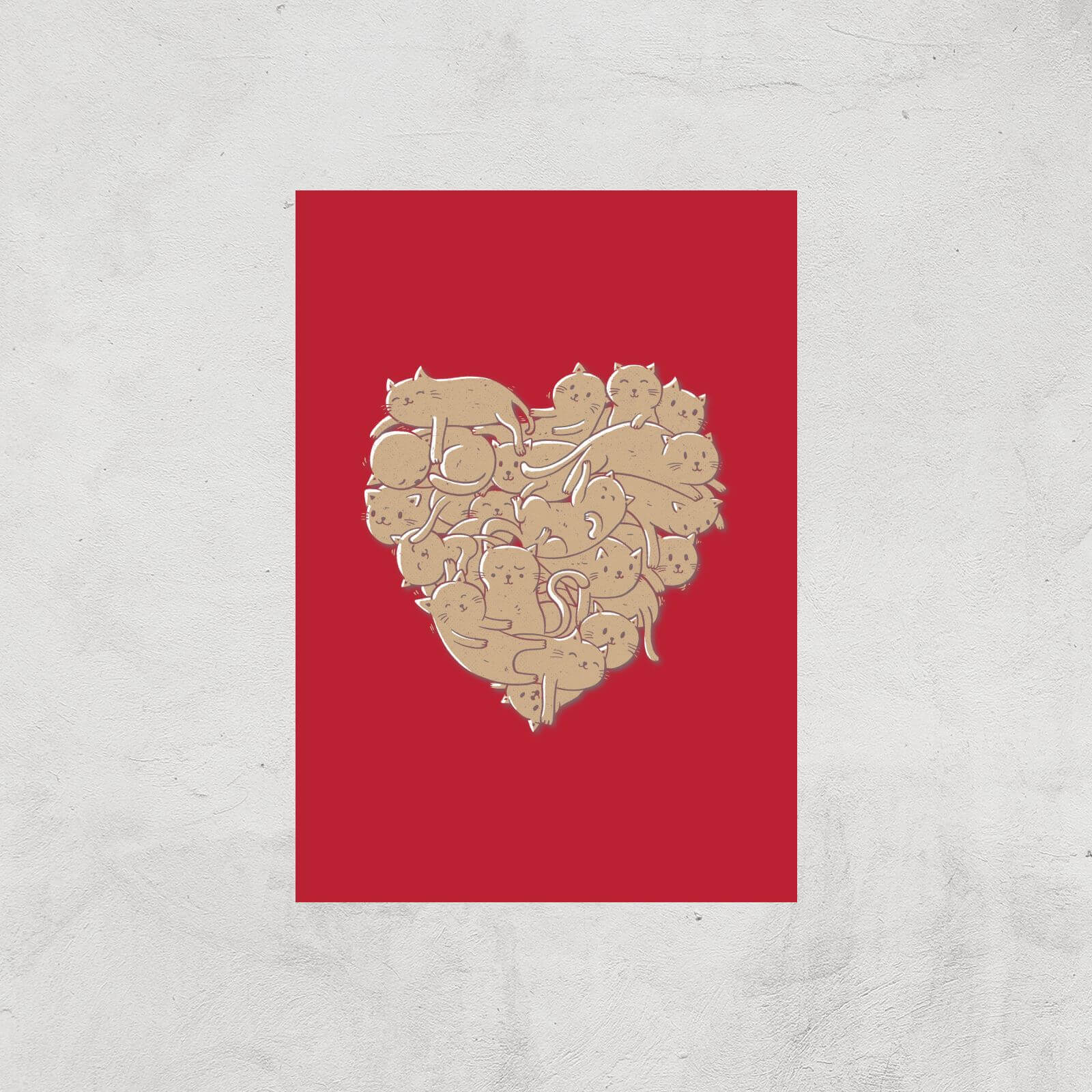 I Love Cats Heart Giclee Art Print - A3 - Print Only