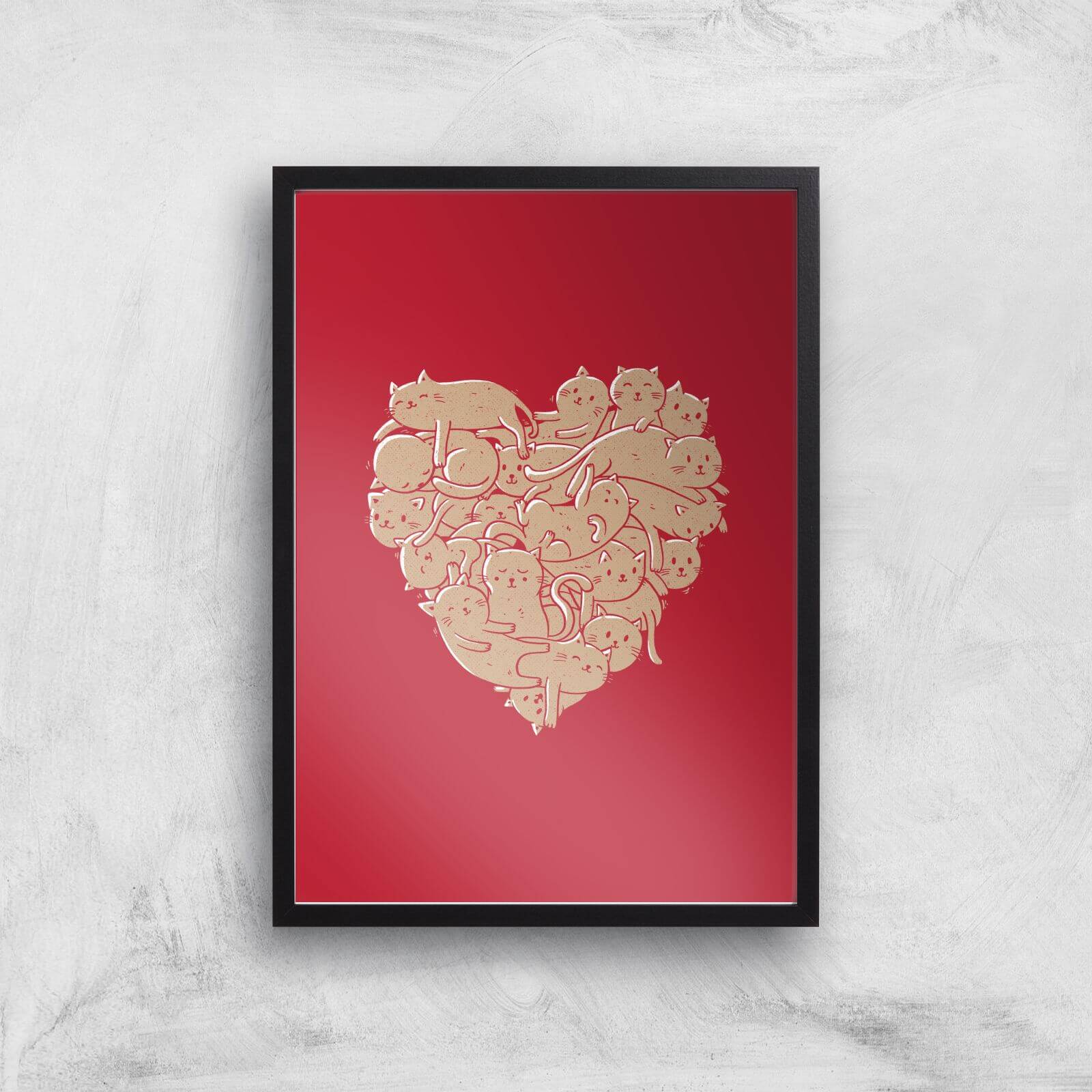 I Love Cats Heart Giclee Art Print - A2 - Black Frame