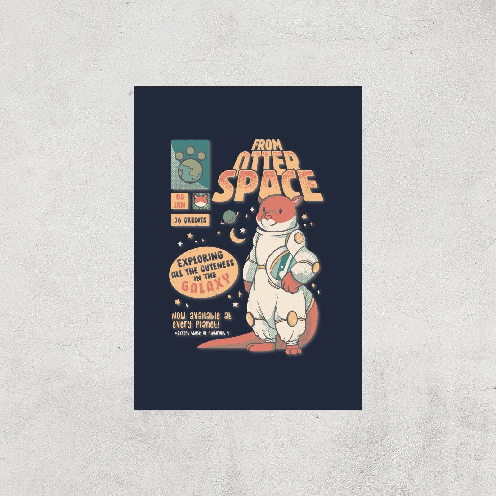 Otter Space Astronaut Other Gravity Galaxy Comics Giclee Art Print - A4 - Print Only
