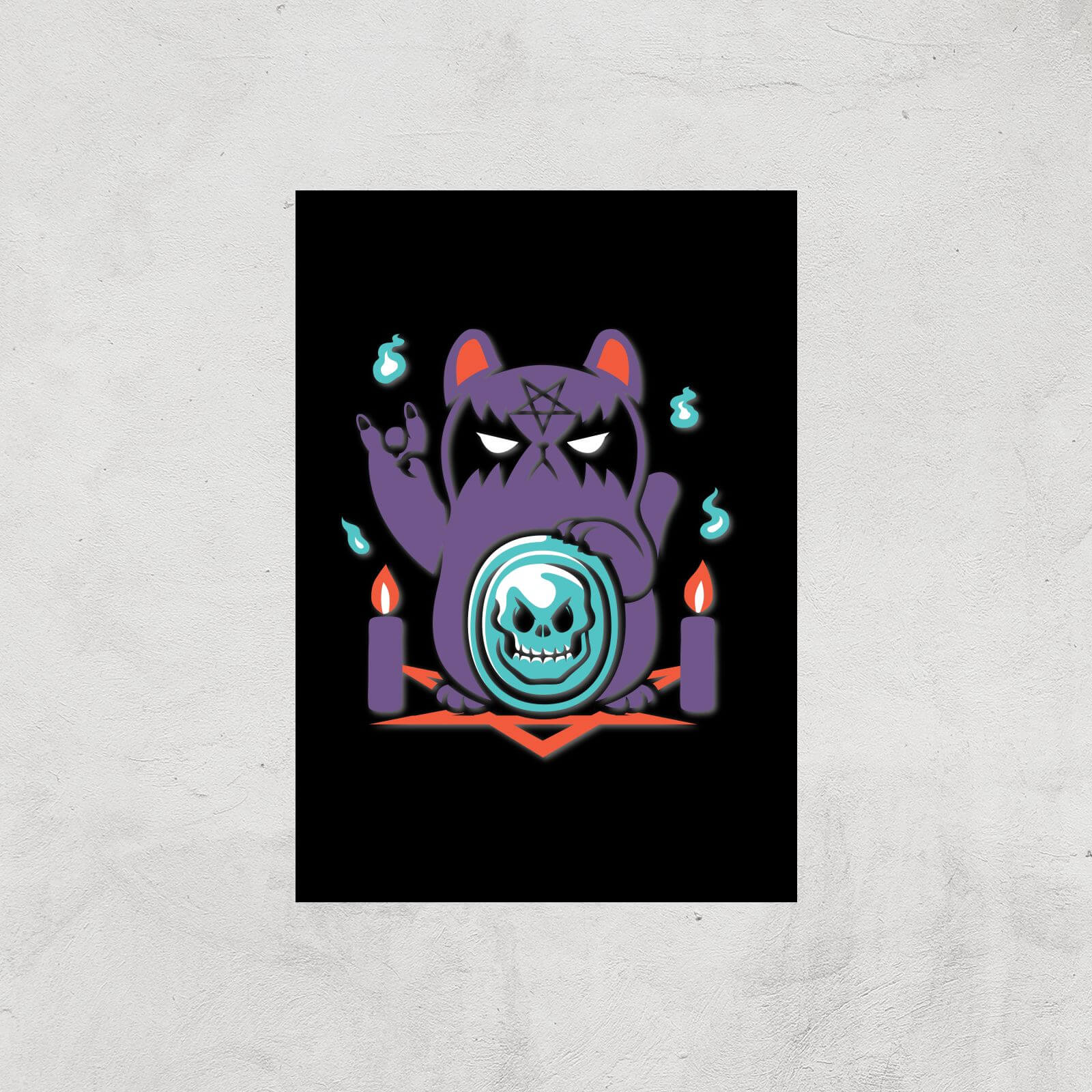 Bad Luck Satanic Cat Manekineko Giclee Art Print - A3 - Print Only