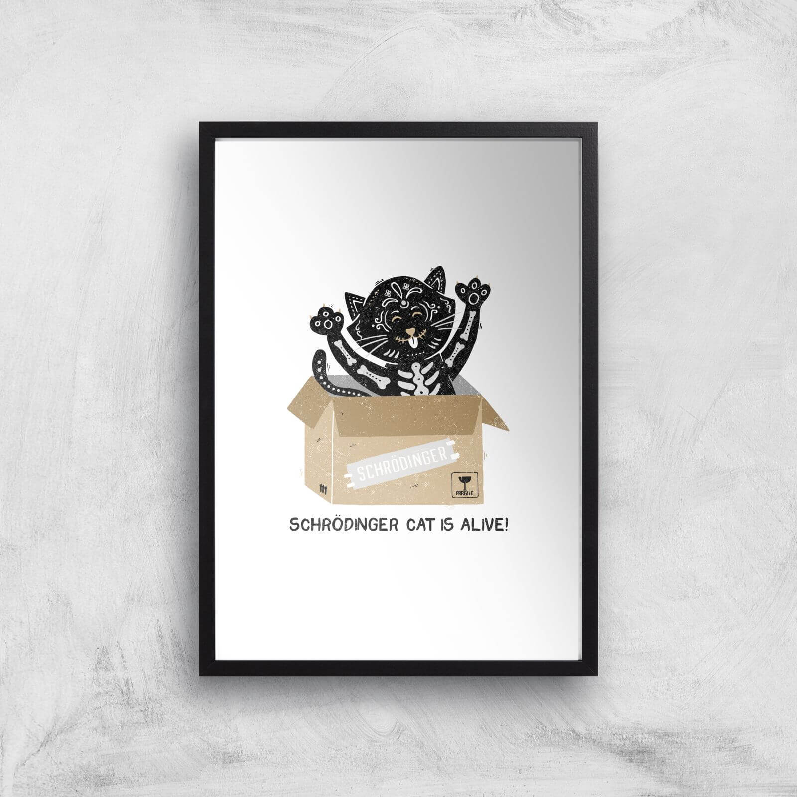 Am I Alive Schro?dinger Cat Giclee Art Print - A3 - Black Frame
