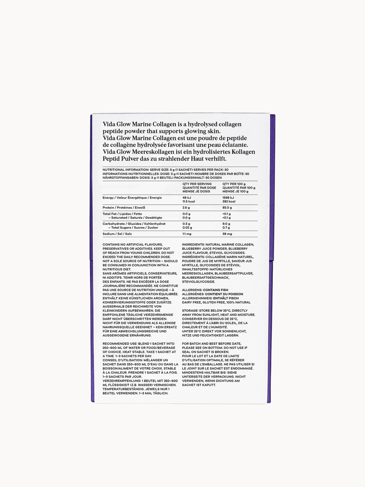 Vida Glow Natural Marine Collagen Sachets - Blueberry 2