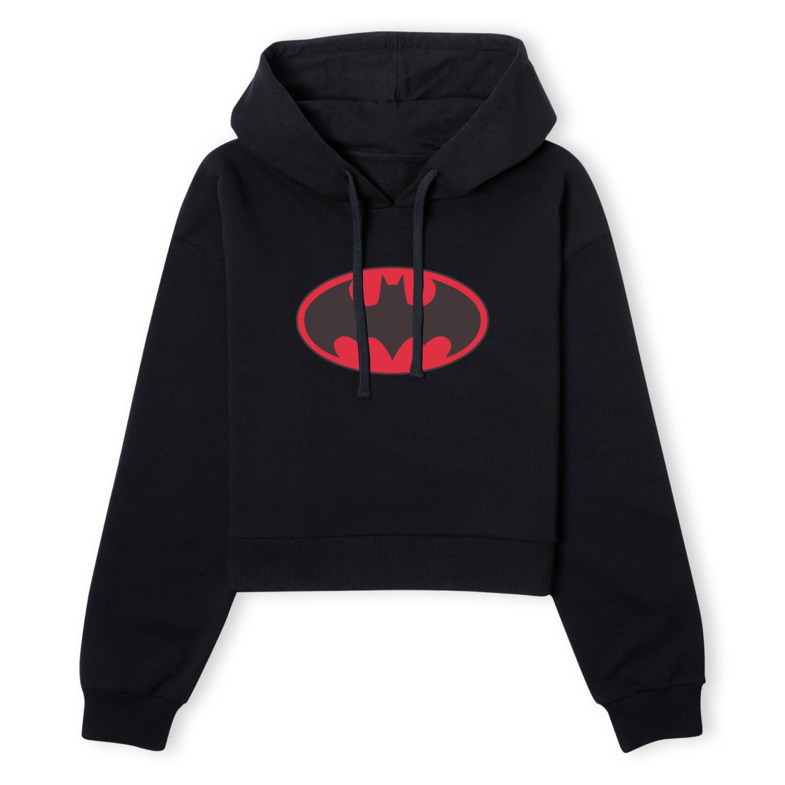 Batman Red Logo Women's Cropped Hoodie - Black - XS - Noir