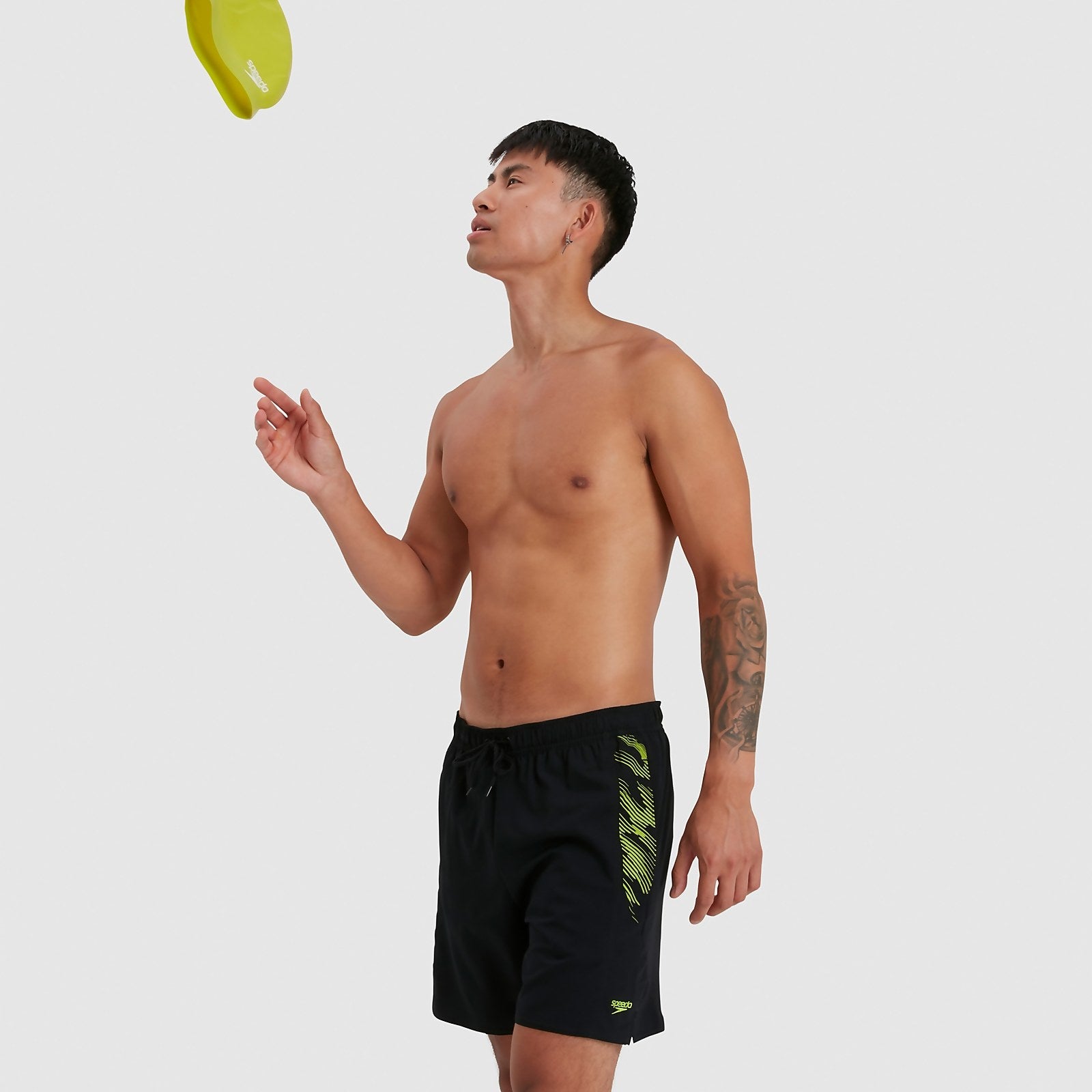 Short de bain Homme Sport Printed 40 cm noir/vert - XS