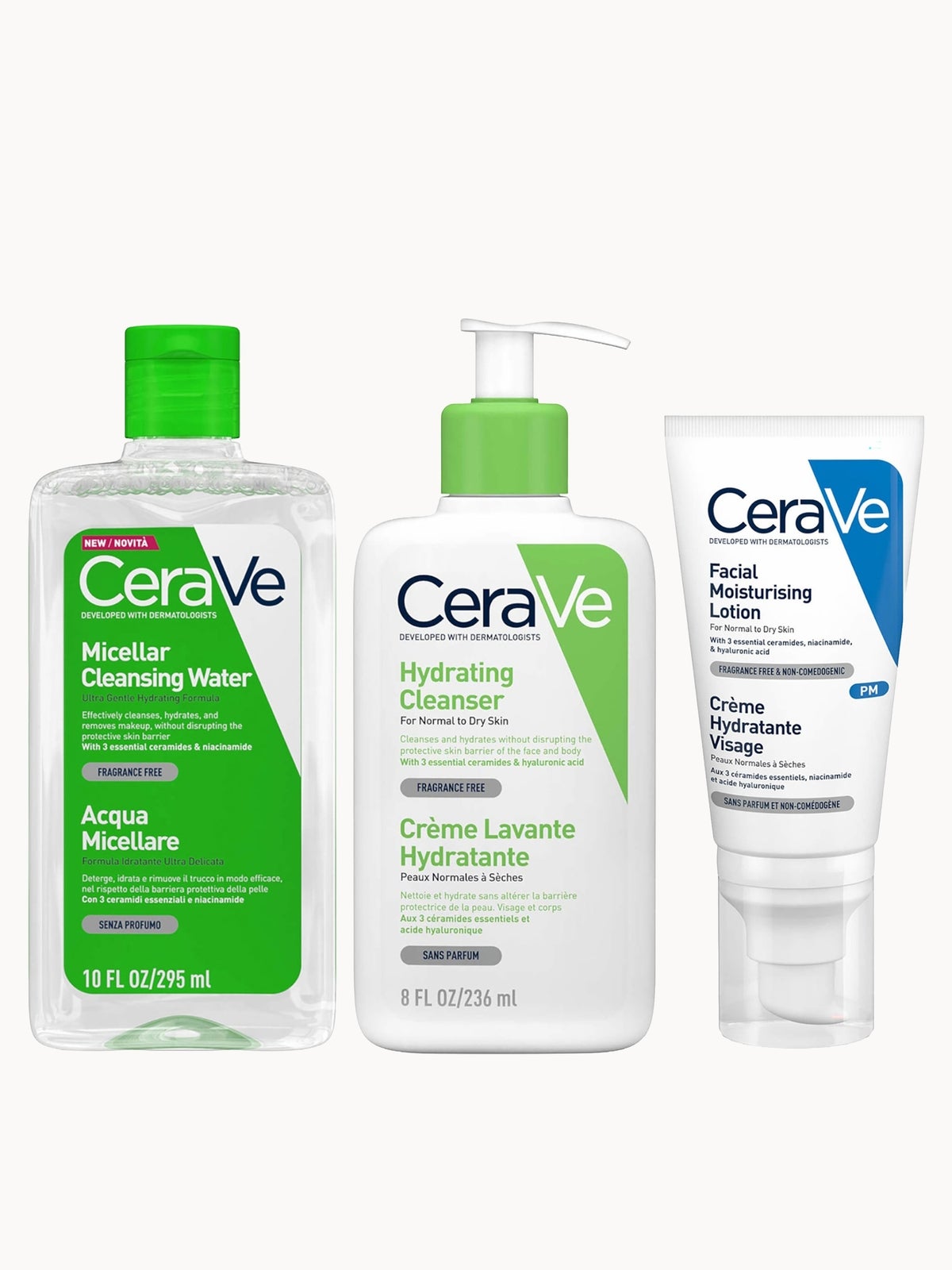 CeraVe Hydrating 3 Step Double Cleanse and Moisturise Bundle