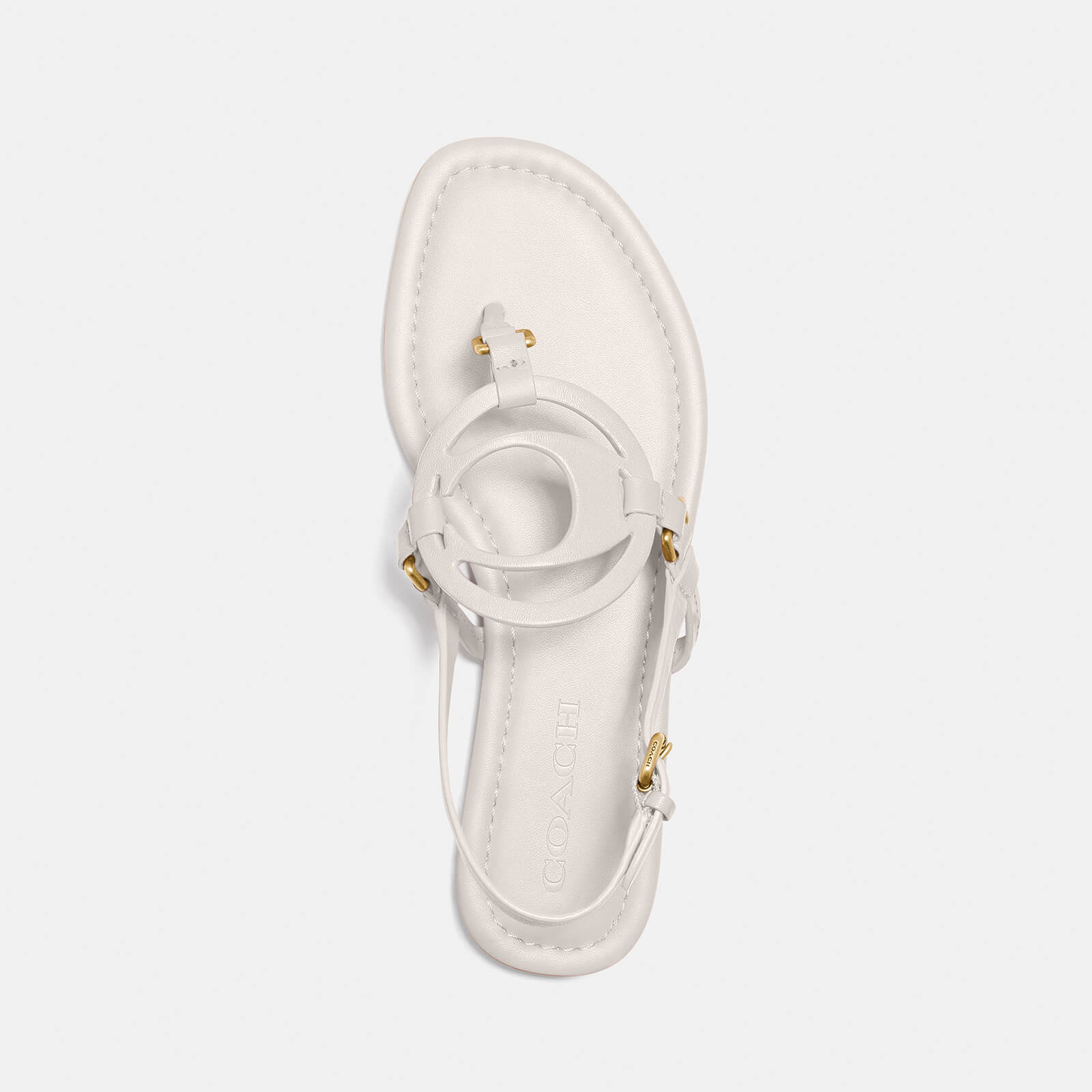 Coach Women's Jeri Leather Toe Post Sandals Chalk Uk 4 G