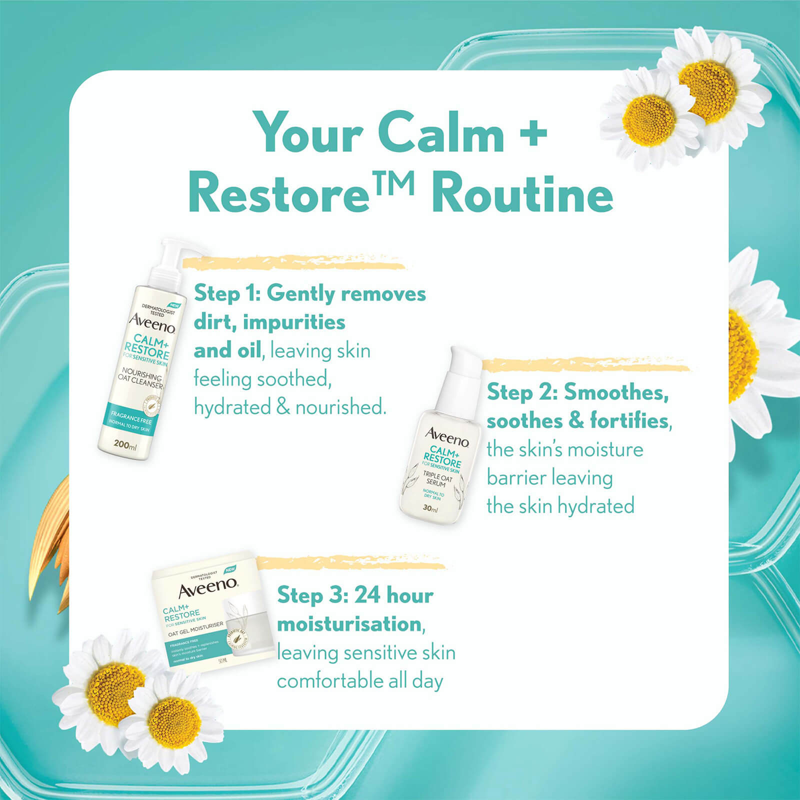 Aveeno Face 3-Step Routine Bundle for Sensitive Skin 3