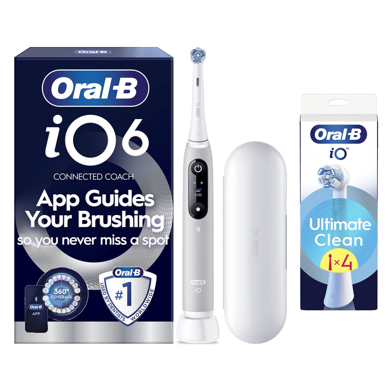 Oral-B iO 6 Grey Electric Toothbrush - Toothbrush + 4 Toothbrush Heads: retailer-supplied image