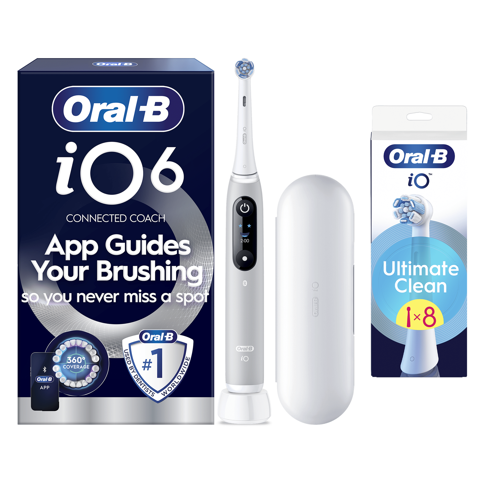 Oral-B iO 6 Grey Electric Toothbrush - Toothbrush + 8 Toothbrush Heads: retailer-supplied image