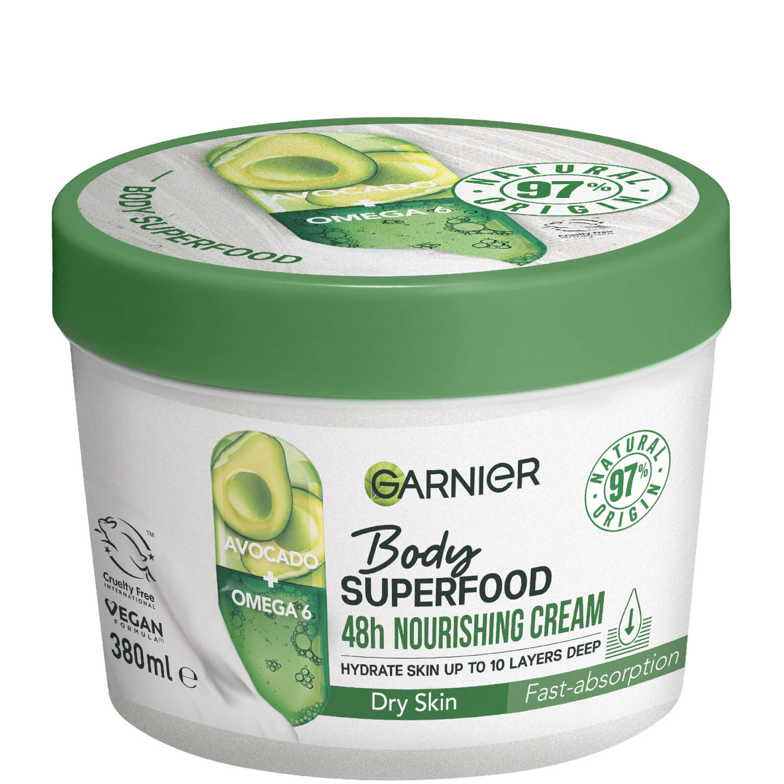 Garnier Body Superfood Avocado & Omega 6 Nourishing Body Cream,380ml 