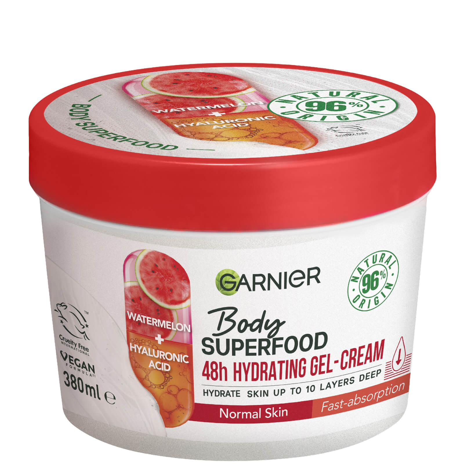 Garnier Body Superfood Watermelon & Hyaluronic Acid Hydrating Gel-Cream for Body, 380ml 