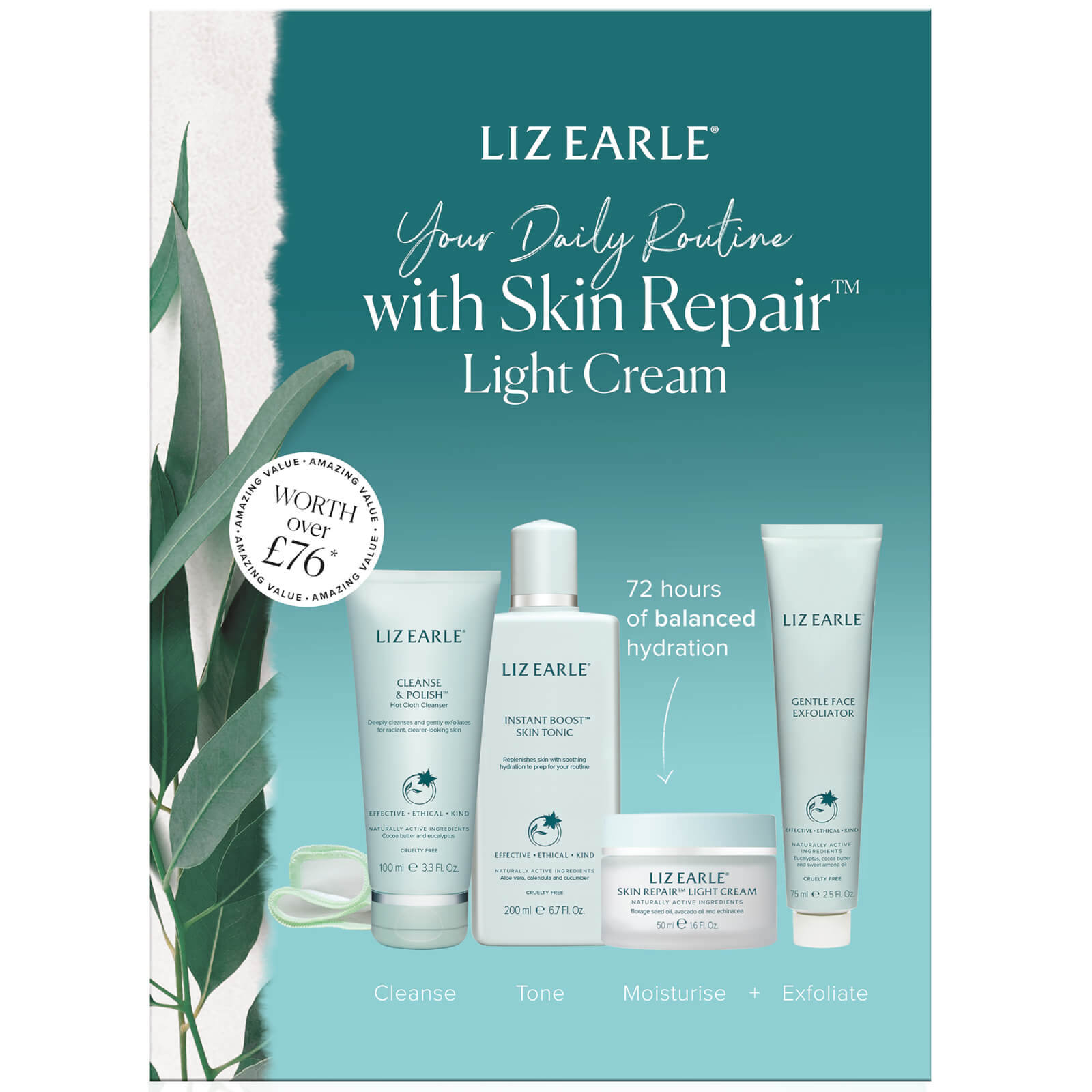 Liz Earle Your Daily Routine With Skin Repair Light Cream Kit Modesens 