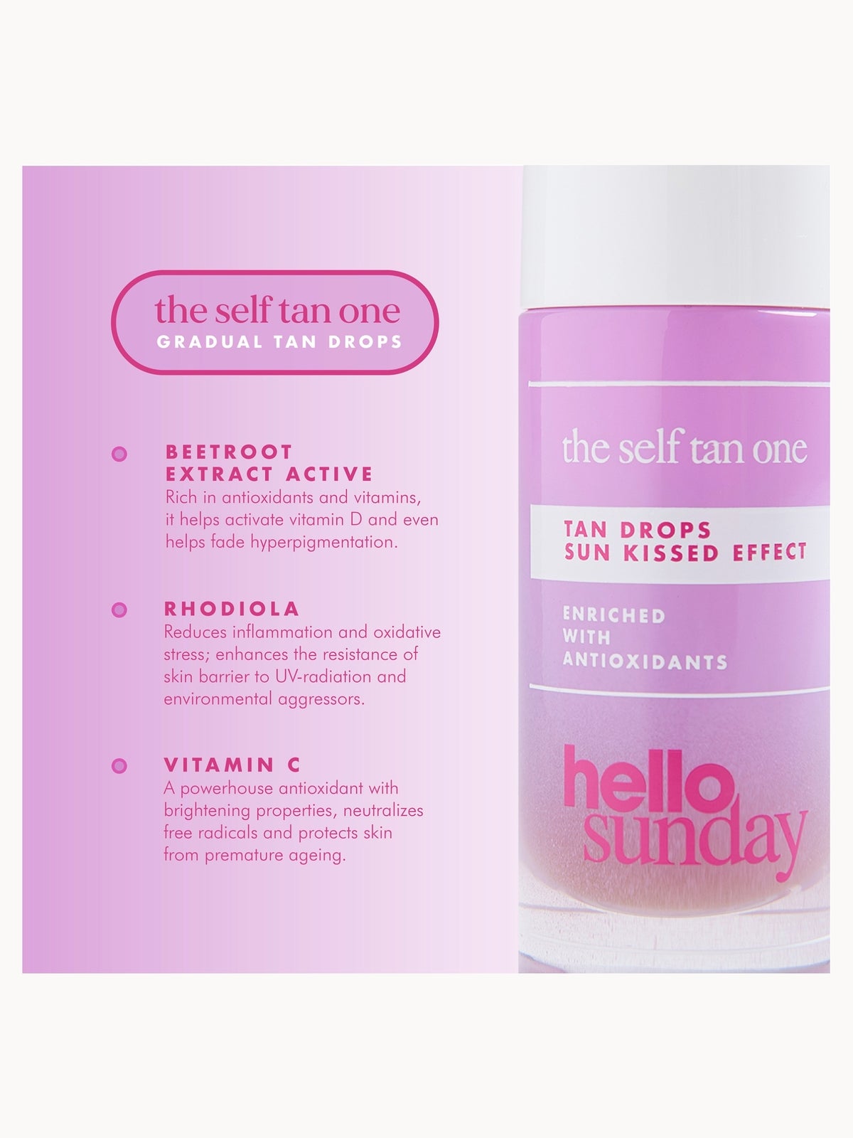 Hello Sunday The Self Tan One Tanning Drops with Vitamin C 30ml 4