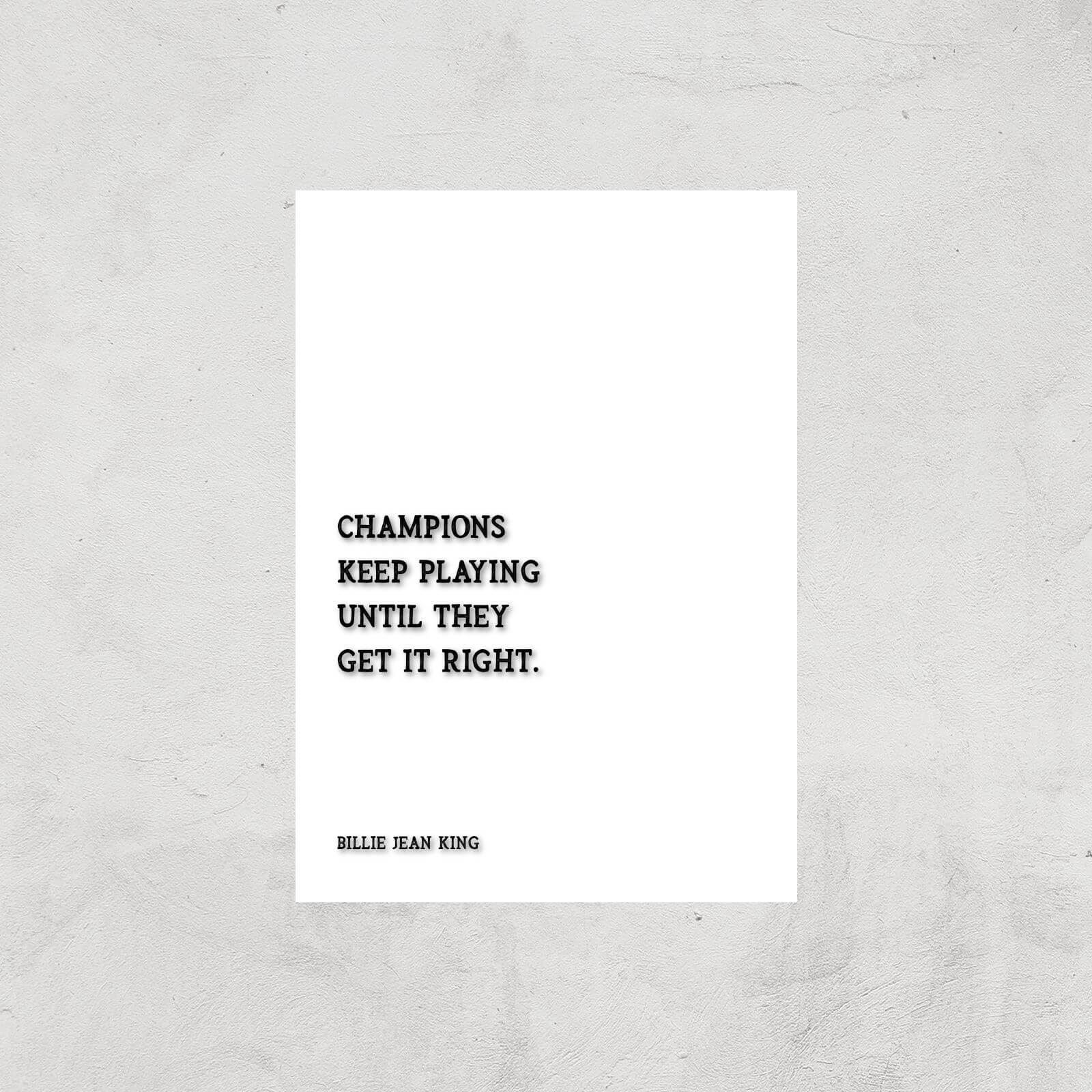 Billie Jean King Quote Giclee Art Print - A3 - Print Only