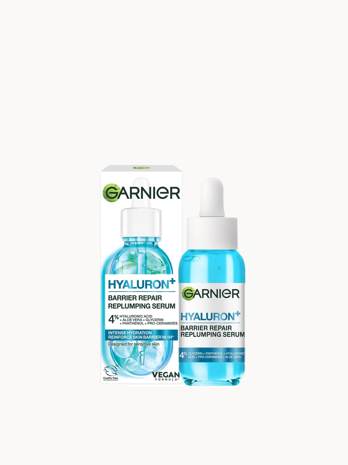 Garnier Hyaluron+ Barrier Repair Replumping Serum 4% [Glycerin + Panthenol + Hyaluronic Acid + Pro-Ceramides + Aloe Vera] 30ml