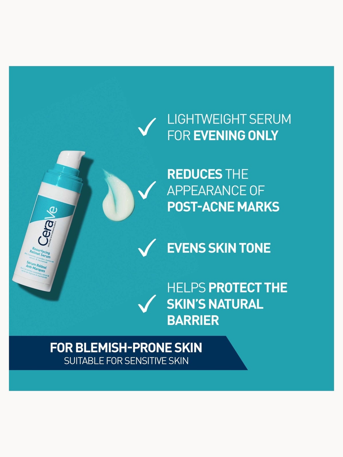 CeraVe Resurfacing Retinol Serum with Ceramides and Niacinamide for Blemish-Prone Skin 30ml 2