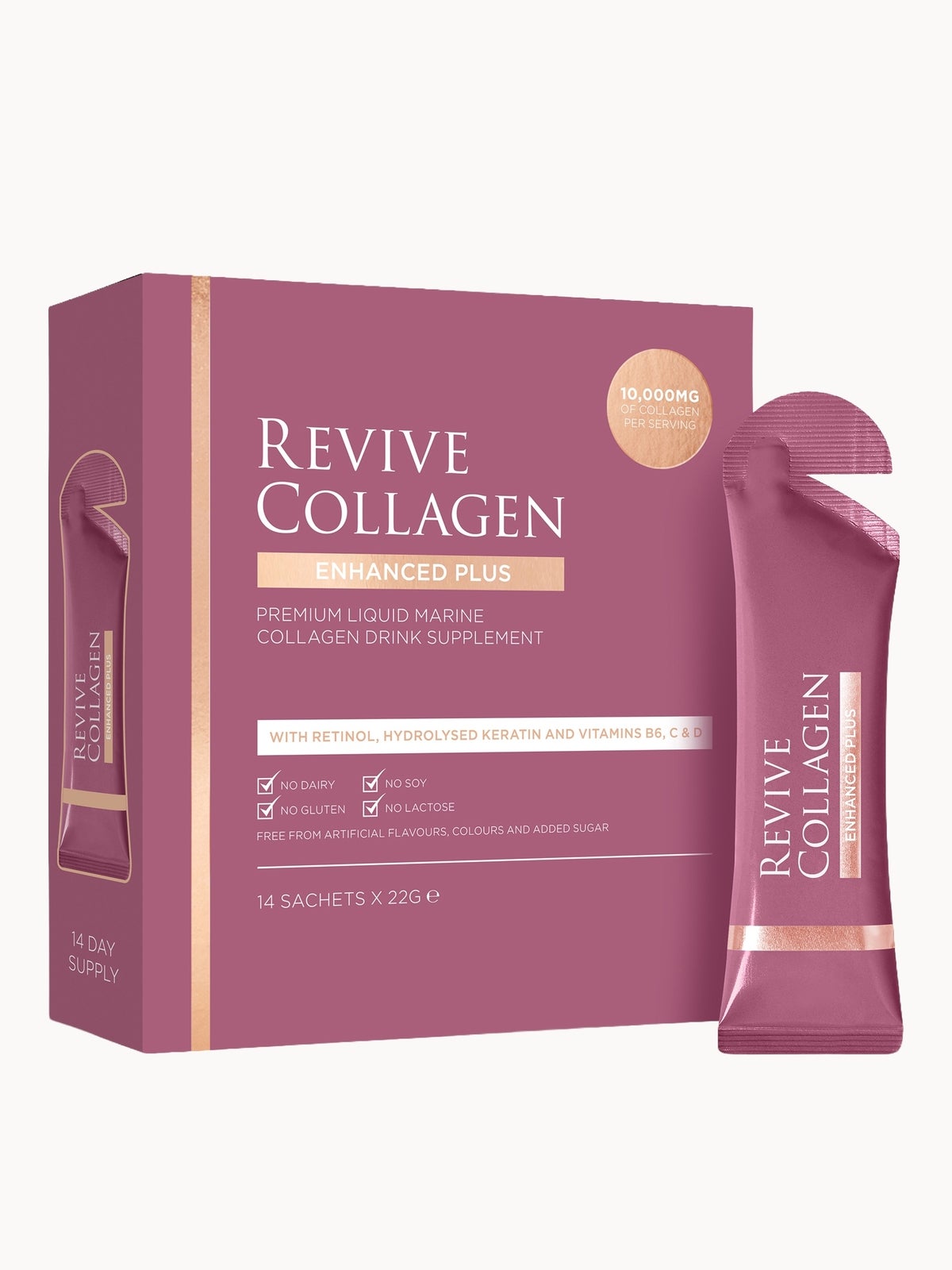 Revive Collagen Enhanced Plus 10,000mgs Liquid Hydrolysed Marine Collagen Sachet (14 Day)