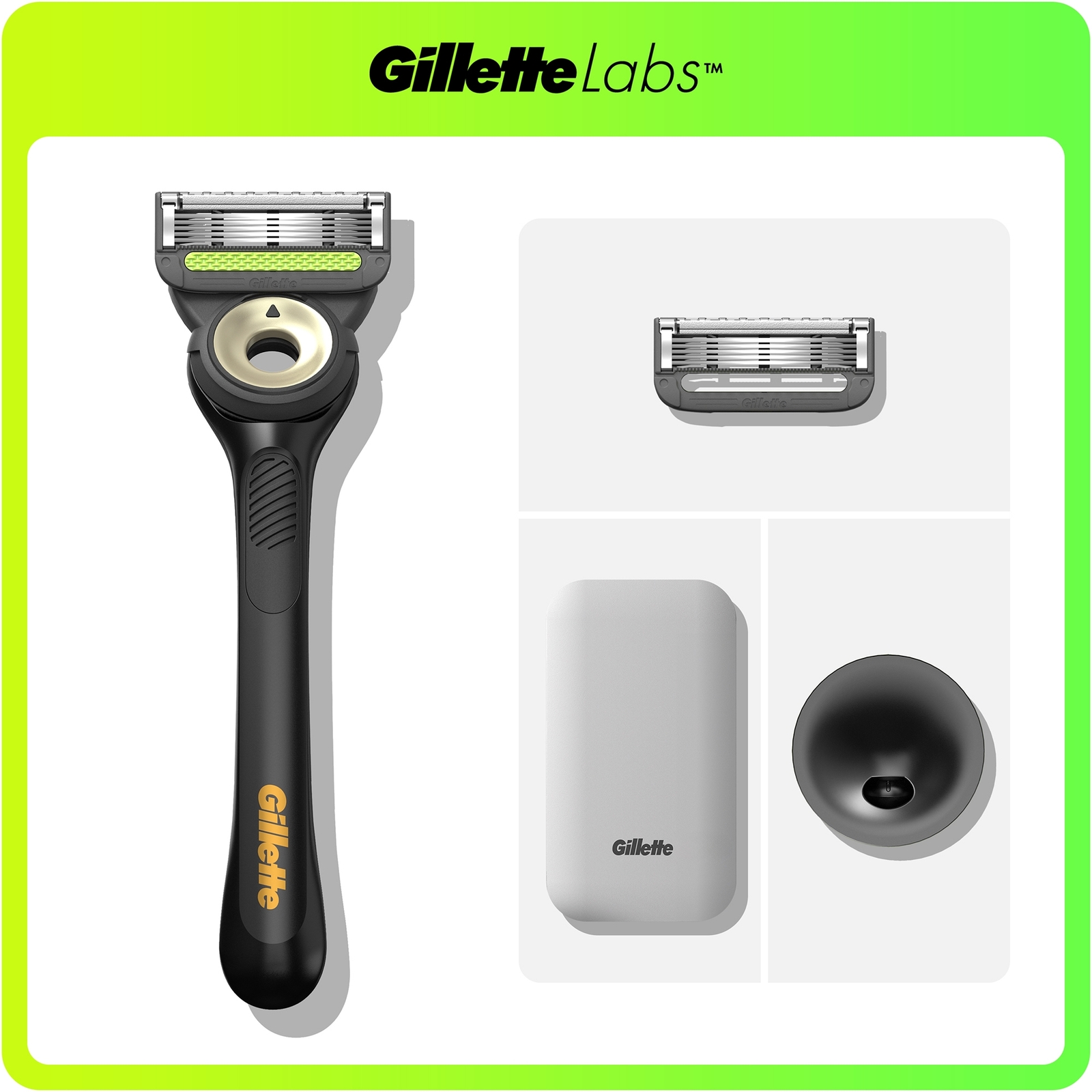 Gillette Labs Razor Travel Case and 1 Blade Refill - Black & Gold