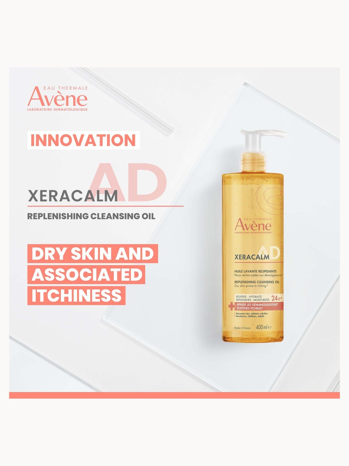 Avène XeraCalm A.D Lipid-Replenishing Cleansing Oil for Dry, Itchy Skin 400ml 2
