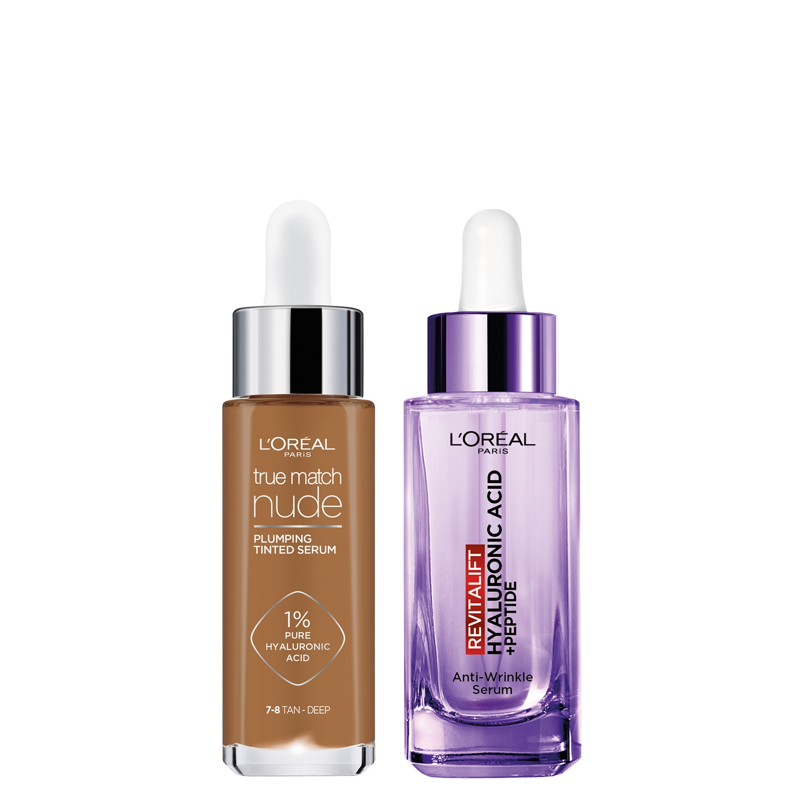 L'Oreal Paris Hyaluronic Acid Revitalift Filler Serum and True Match Tinted Serum Duo (Various Shades) - 7-8 Tan Deep - Lookfantastic
