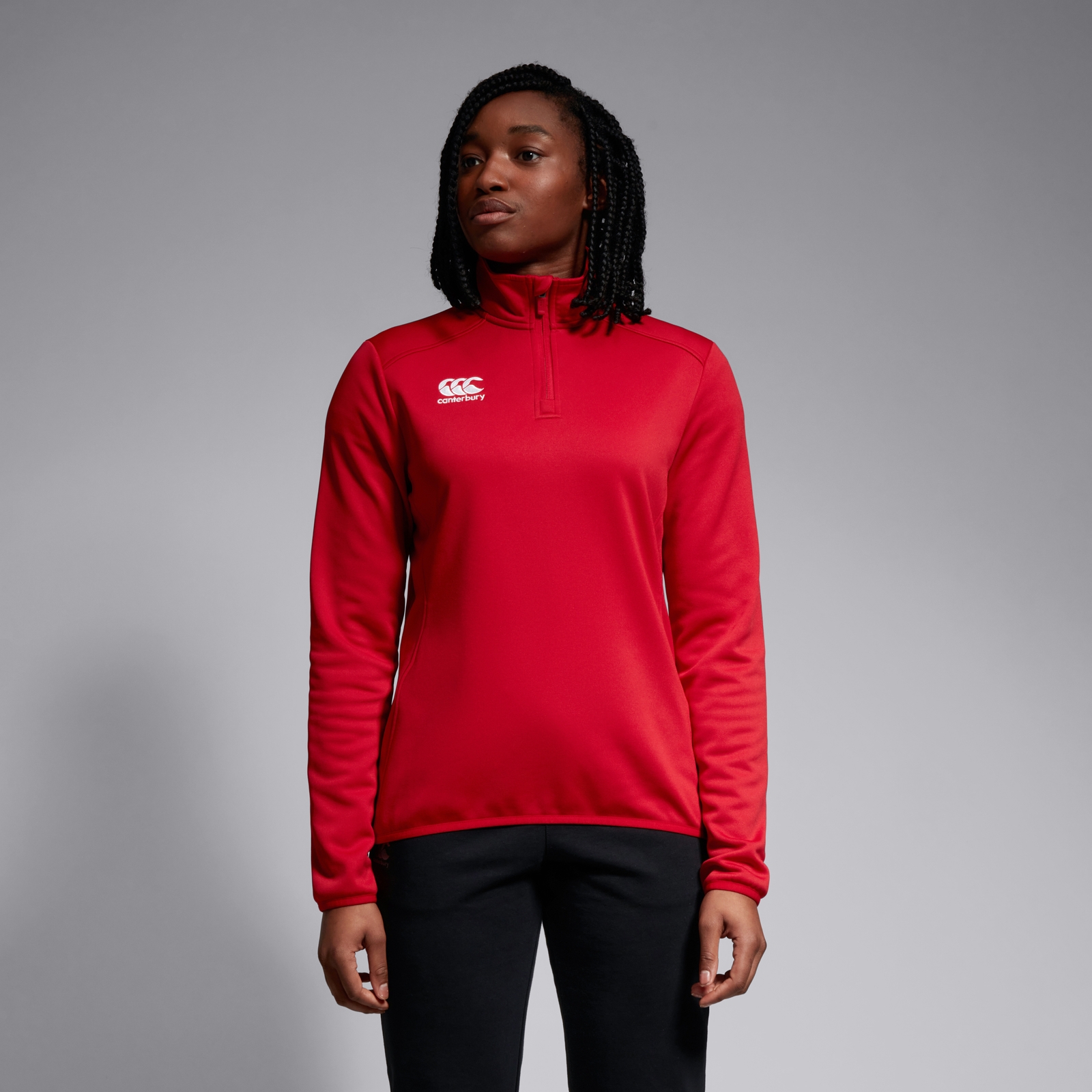 Womens Club 1/4 Zip Mid Layer Training Top Red