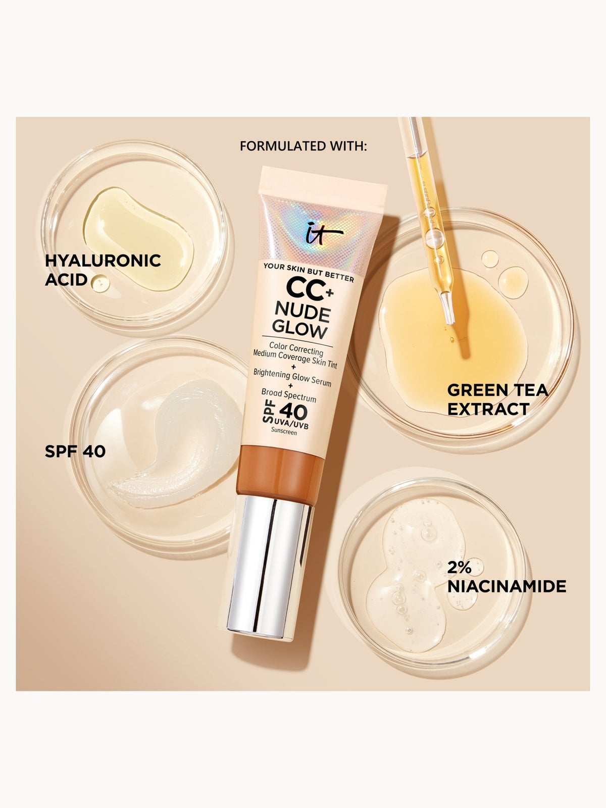 IT Cosmetics CC+ and Nude Glow Lightweight Foundation and Glow Serum with SPF40 32ml (Various Shades), photo 32