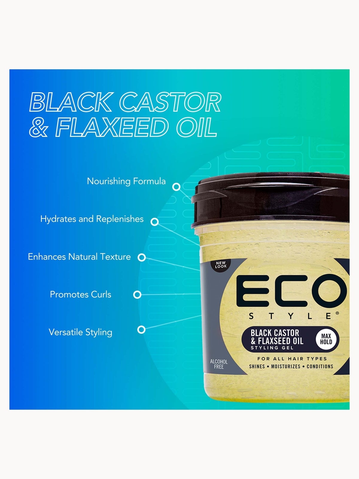 Eco Style Black Castor & Flaxseed Oil Styling Gel 473ml 4