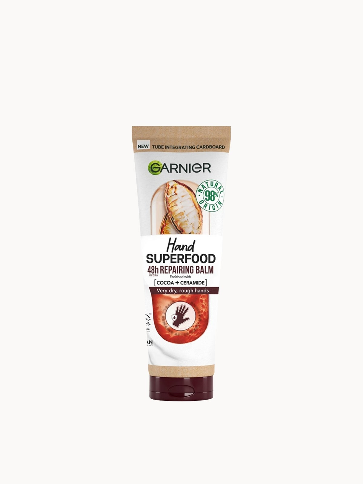 Garnier Vegan Hand Superfood, Repairing Hand Cream with Cocoa and Ceramide for Very Dry, Rough Hands 75ml