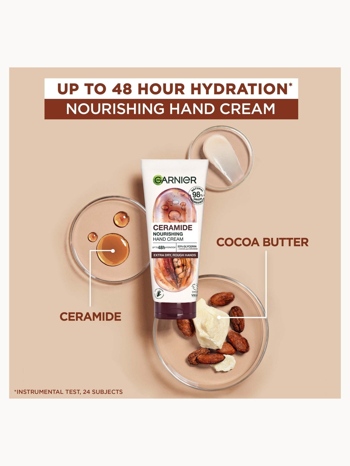 Garnier Vegan Hand Superfood, Repairing Hand Cream with Cocoa and Ceramide for Very Dry, Rough Hands 75ml 2