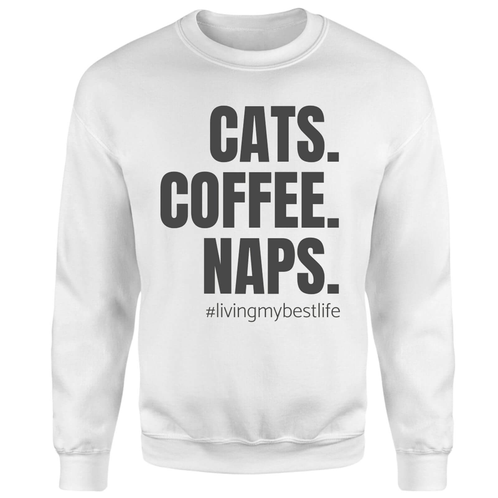 Cats Coffee Naps Sweatshirt - White - XS - White