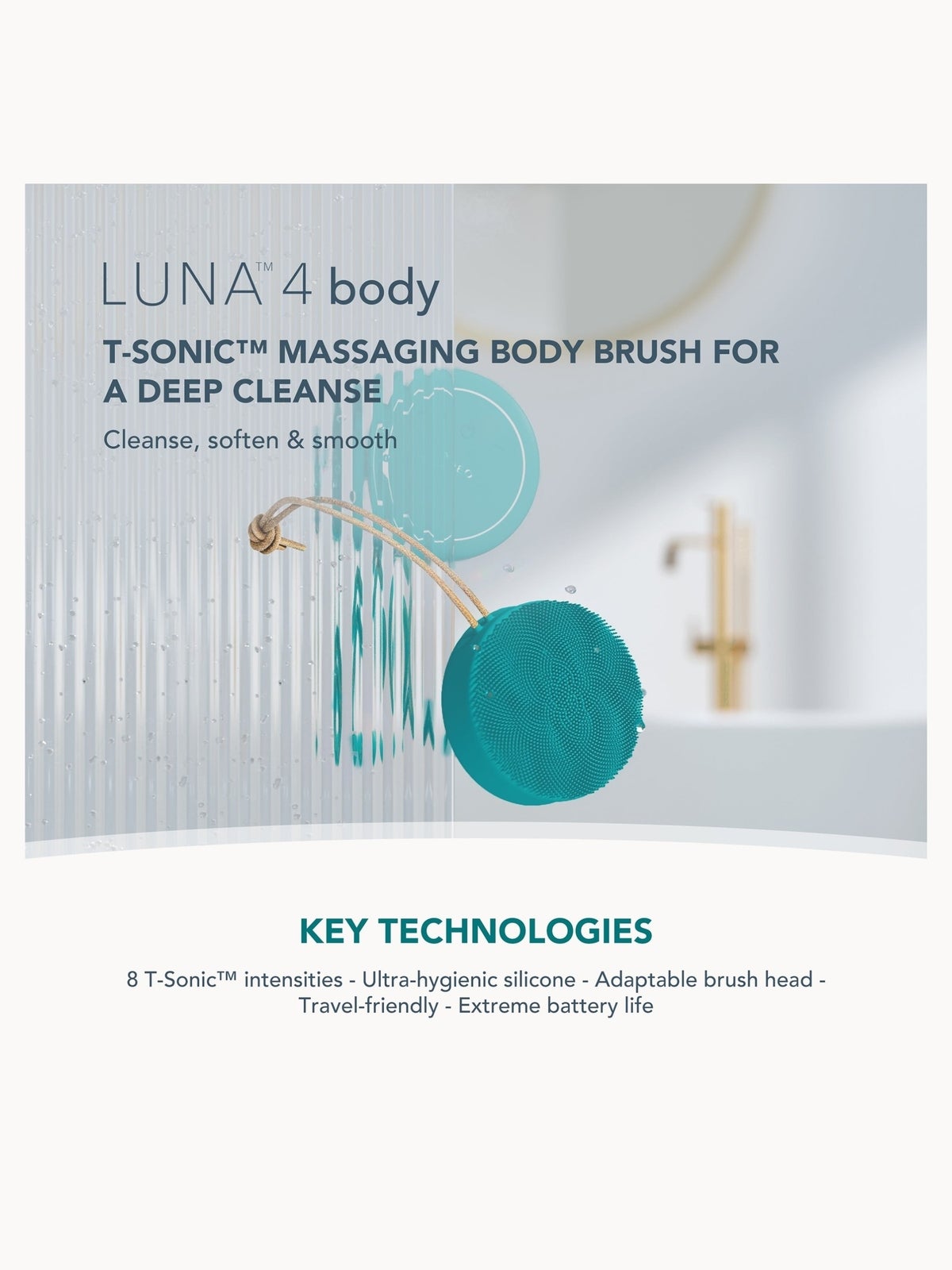 FOREO LUNA 4 BODY T-Sonic Massaging Body Brush (Various Shades) - Evergreen 2