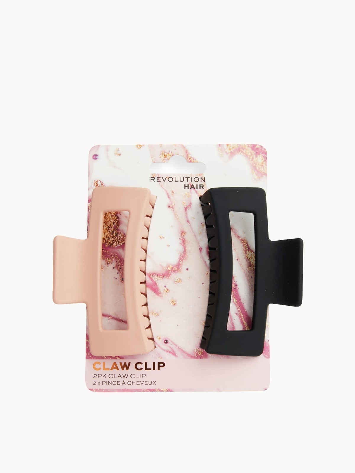 Revolution Haircare 2 Pack Rectangle Matte Clip - Nude/Black