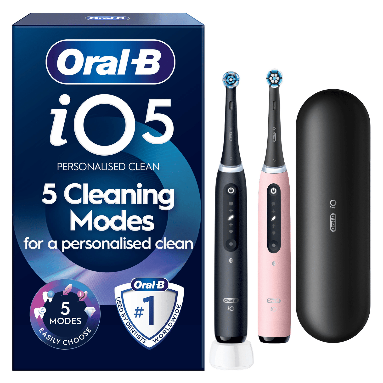 Oral B iO5 Black & Pink Electric Toothbrushes Designed By Braun  Duo Pack - Toothbrush