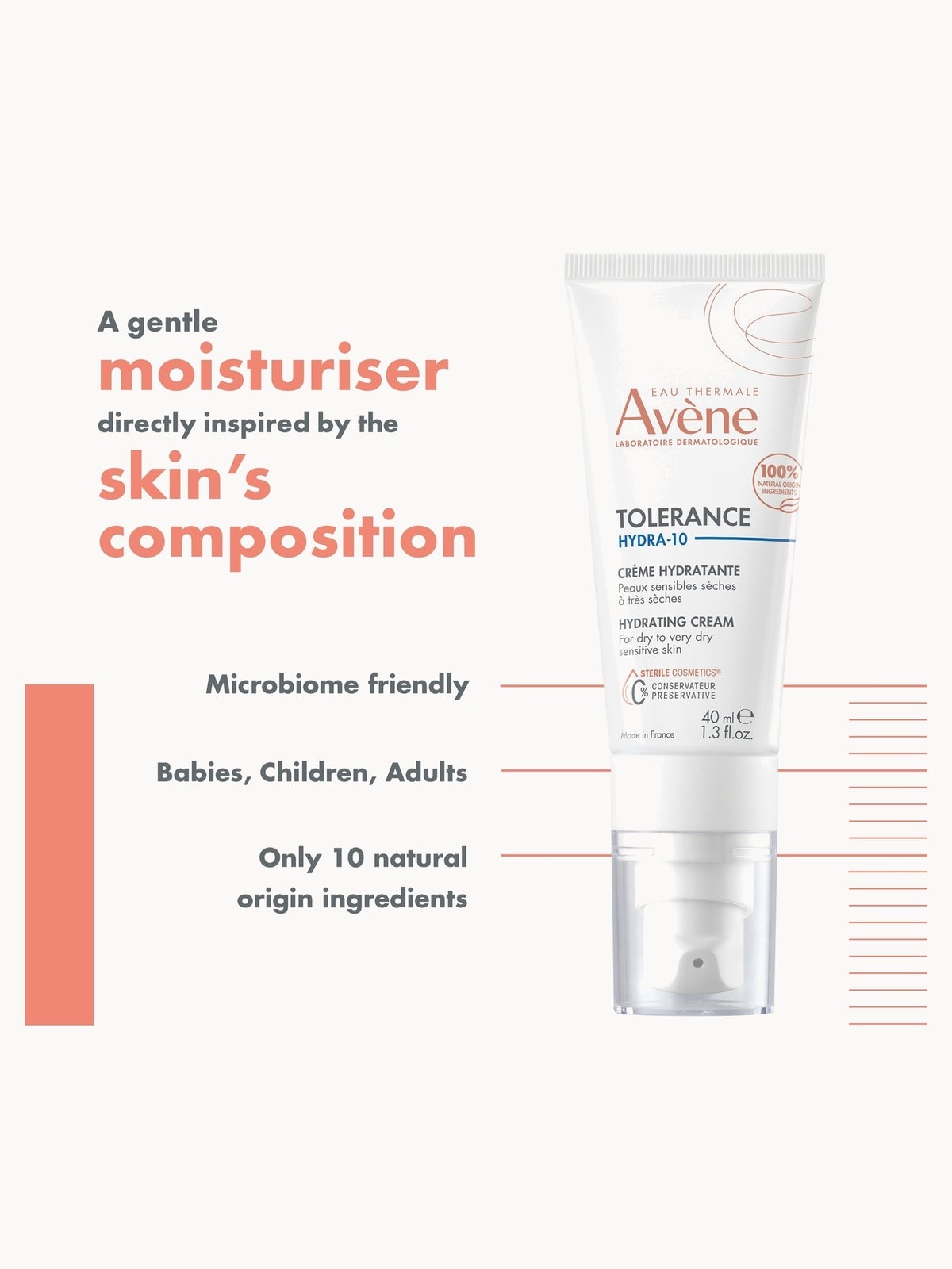 Avène Tolerance Hydra-10 Moisturising Cream for Sensitive Skin 40ml 2