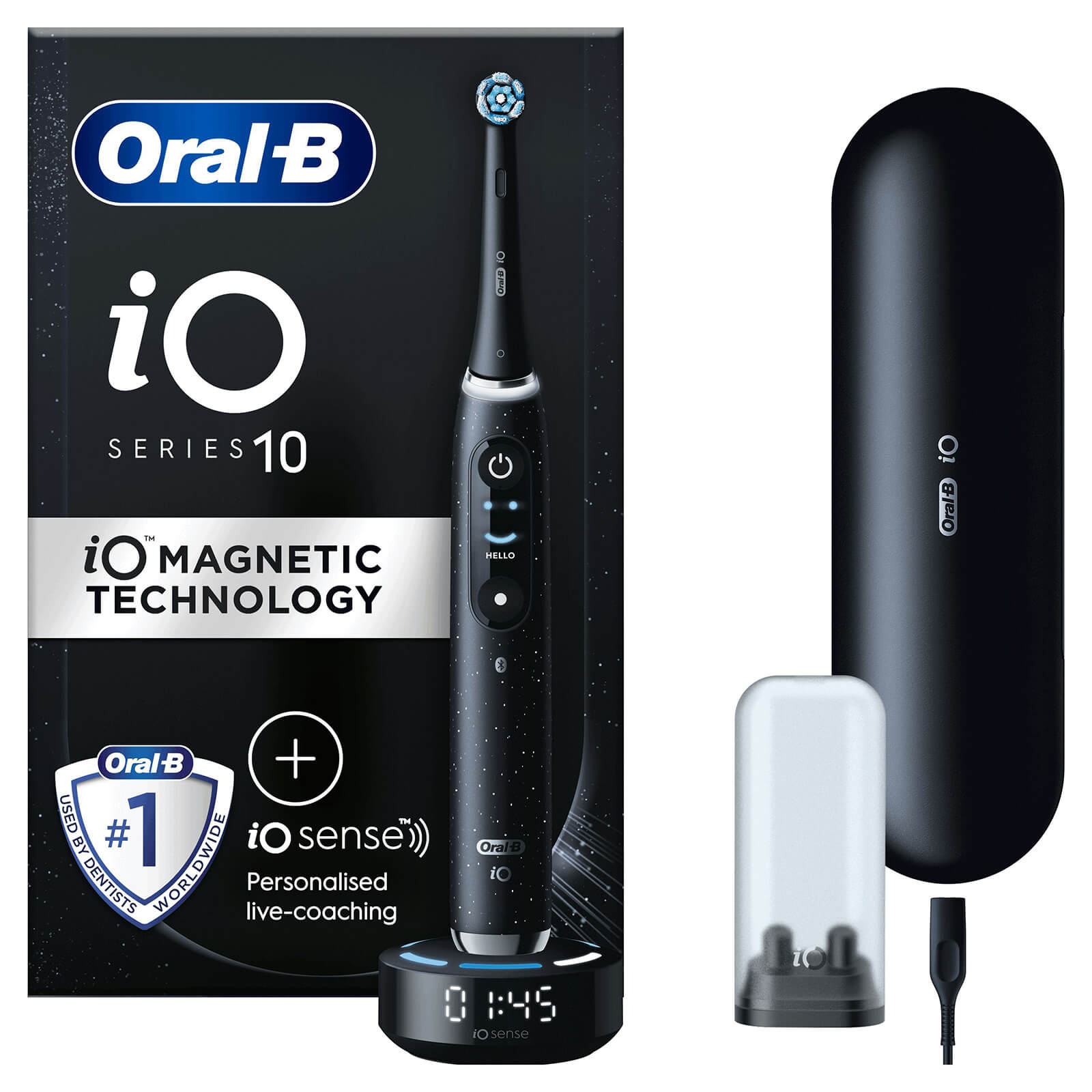 Oral-B iO10 Cosmic Black Electric Toothbrush with Charging Travel Case - Toothbrush