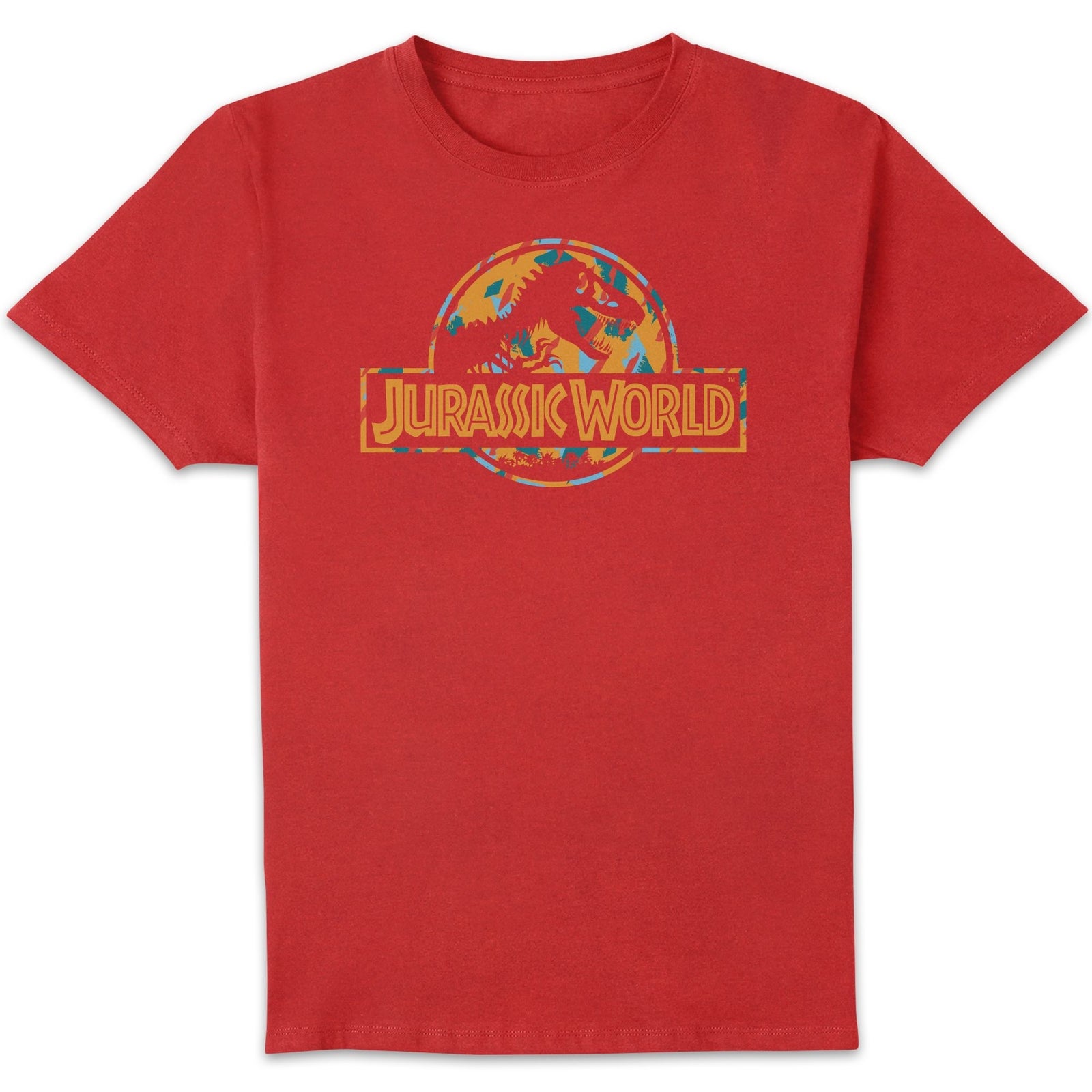 Jurassic Park Logo Tropical Men's T-Shirt - Red - XL