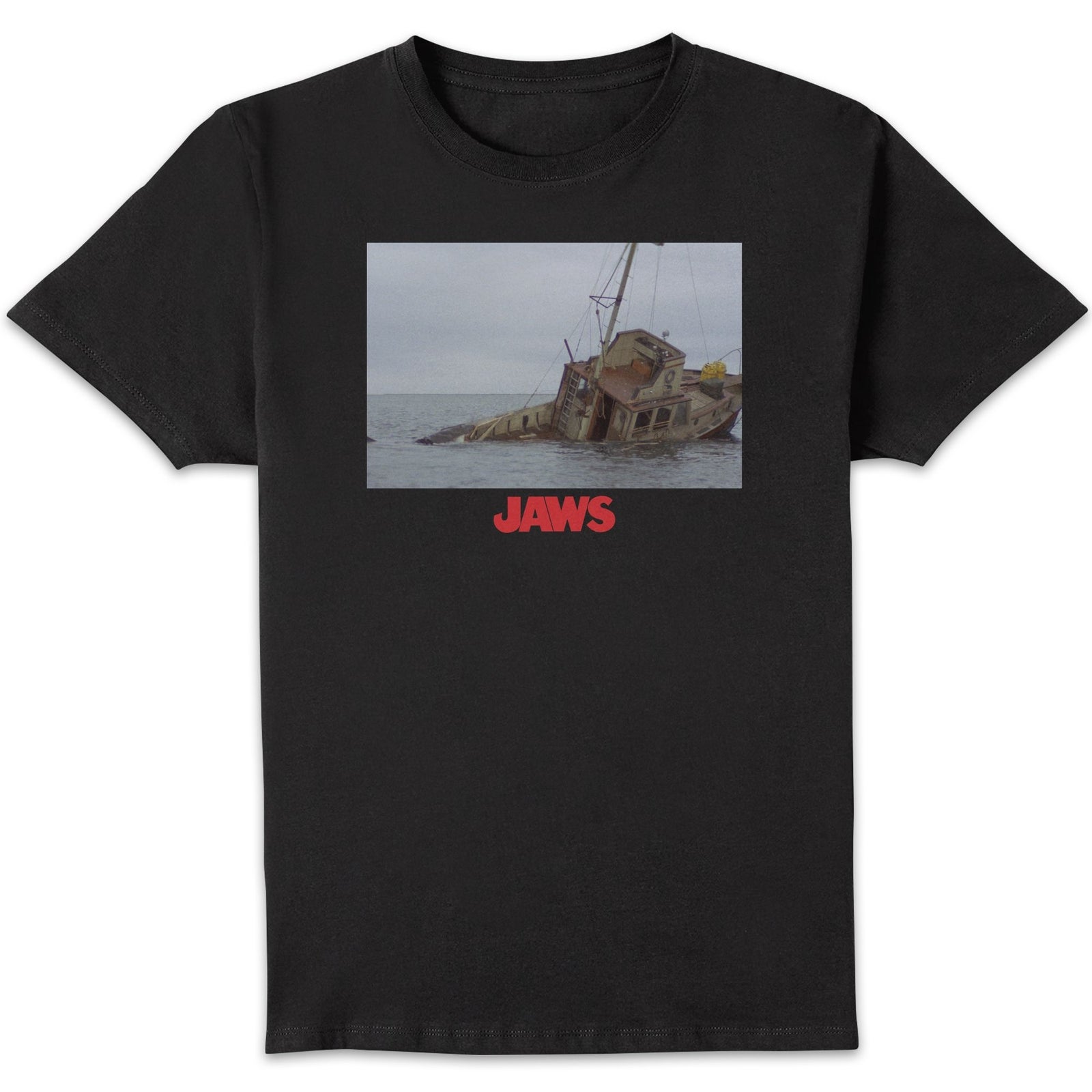 Jaws Sinking Boat Scene Unisex T-Shirt - Black - XXL